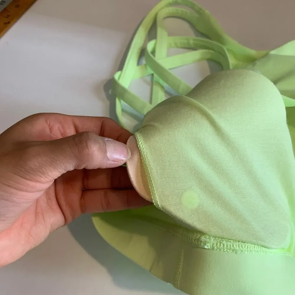 Lululemon Sports Bra Women 8 Acid Lime Longline Strappy Crossback Padded Support